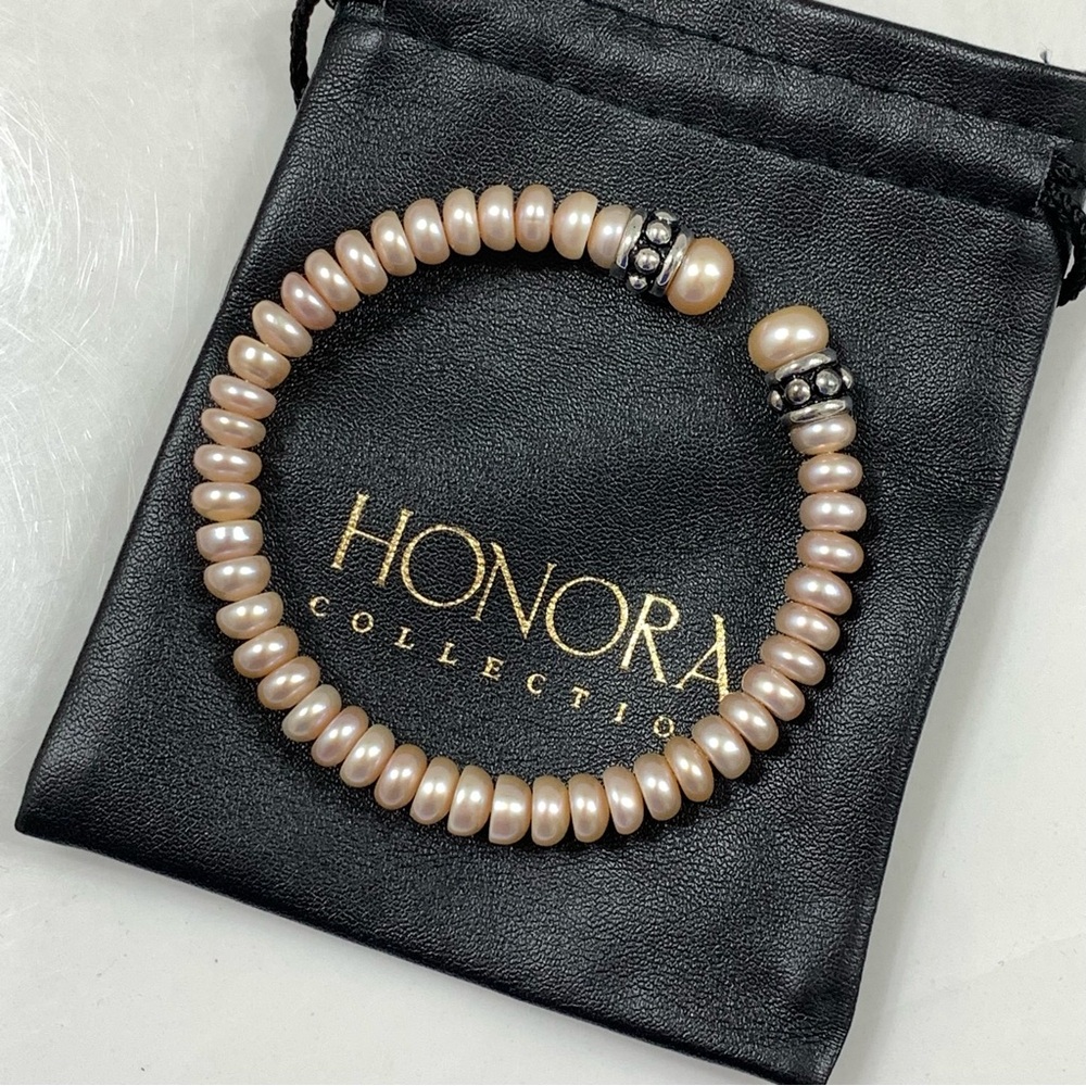 Honora freshwater pink pearl bangle bracelet